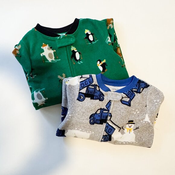 Carter's fleece footie pajamas boys set of 2, size 18 months - Picture 1 of 8